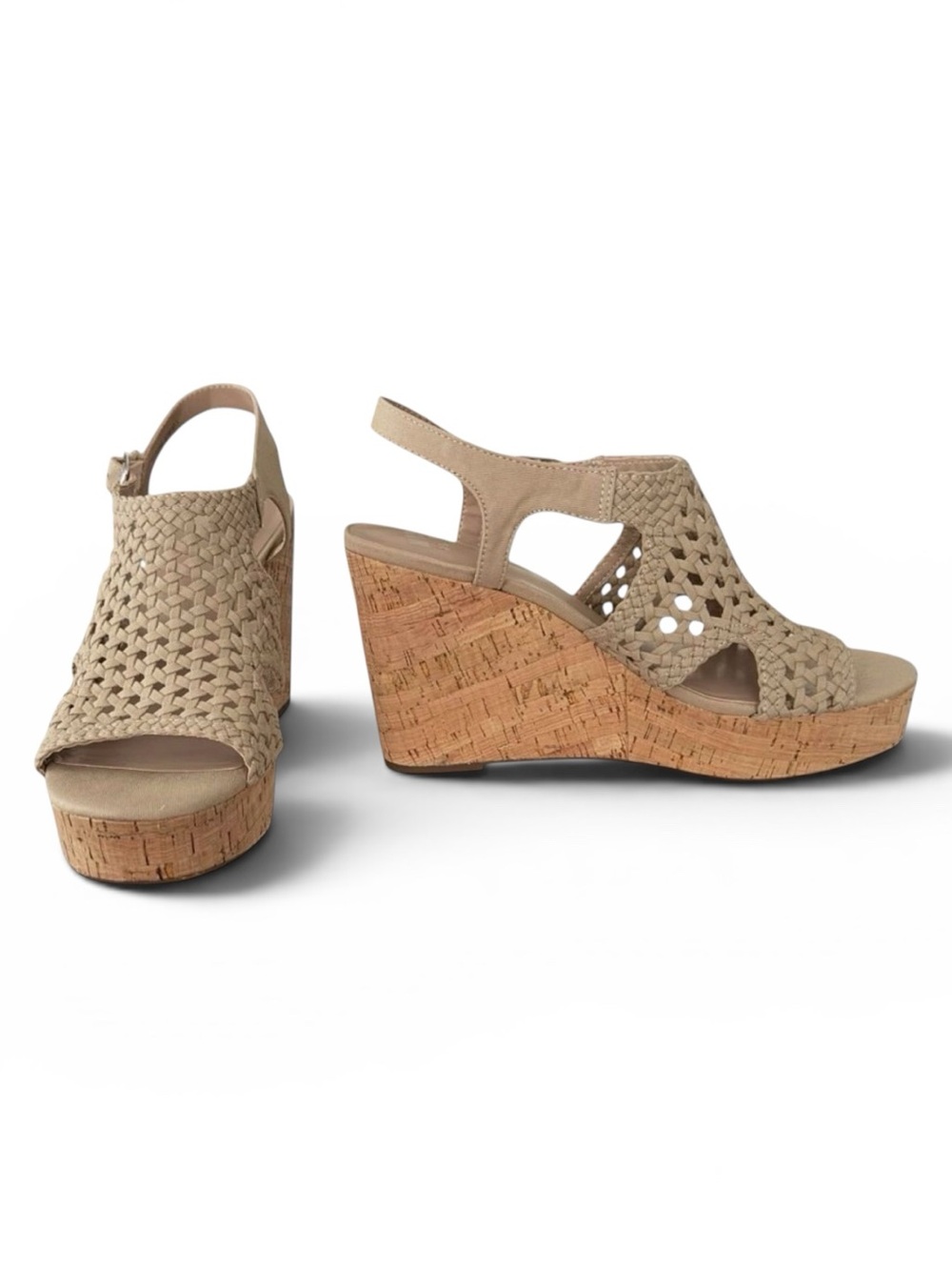 Mix No. 6 Jaleena Tan Woven Cork Wedge Sandals Platform Open Toe NIB Sz 11